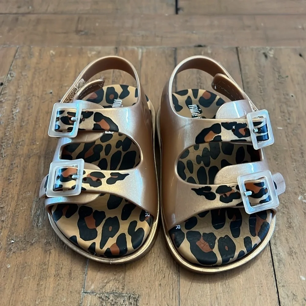Mini Melissa gold leopard sandals